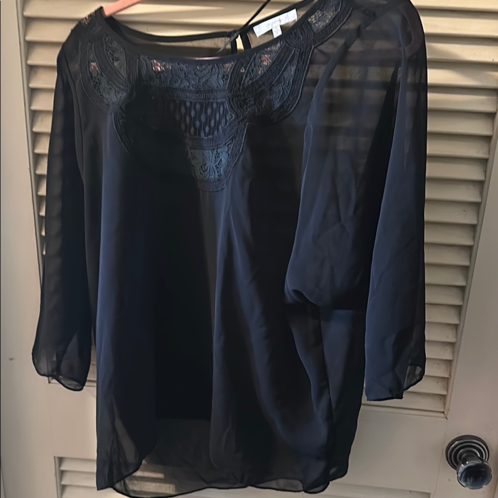 Mystree Black Sheer Blouse